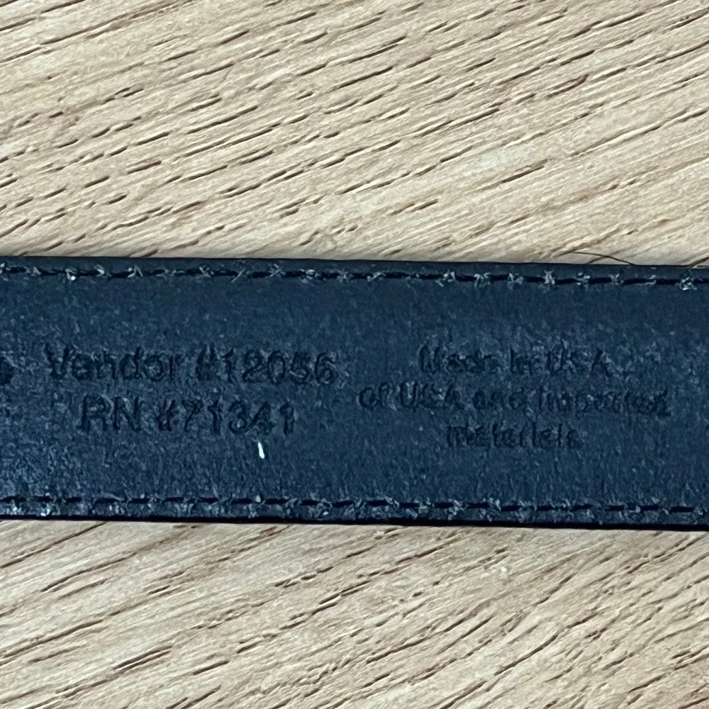 VTG L.L. Bean Classic Leather Belt Medium 10 Black Silver Nature Sun Flower